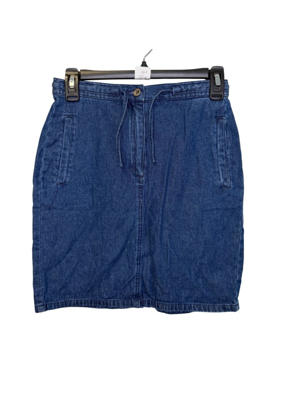 VTG Petite Sophisticate Denim Skirt Size 8 Blue Drawstring Waist Pockets Y2K